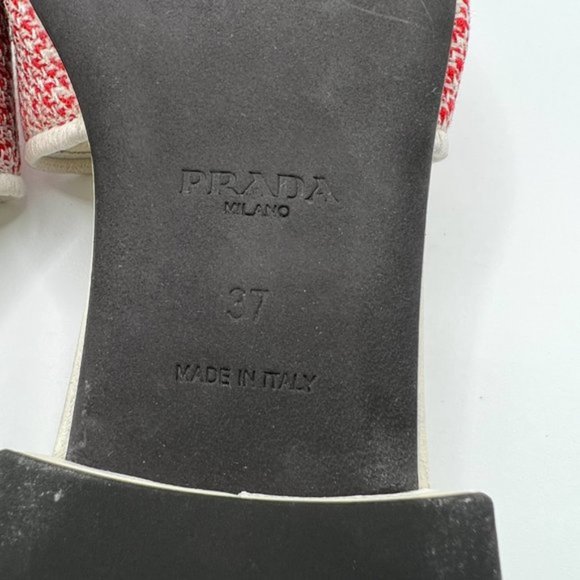 PRADA Logo Jacquard Slide Sandal White and Red Store Display Shoe - Picture 7 of 13